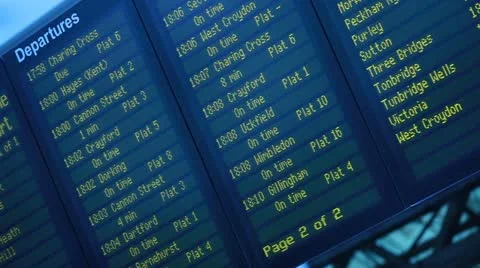 Timetable at railway station Stock Footage 12394636