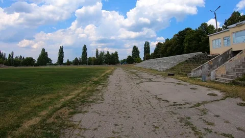 Timewarp Walk Circle On Empty Stadium Stock Footage 113053444