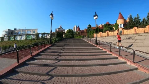 Timewarp Walking On The Riverfront Through Park With Intersection Of Objects Stock Footage 112626764