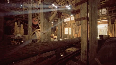 Timeworn building elements highlighted by intense sunlight and shadow plays Stock Footage 342925060