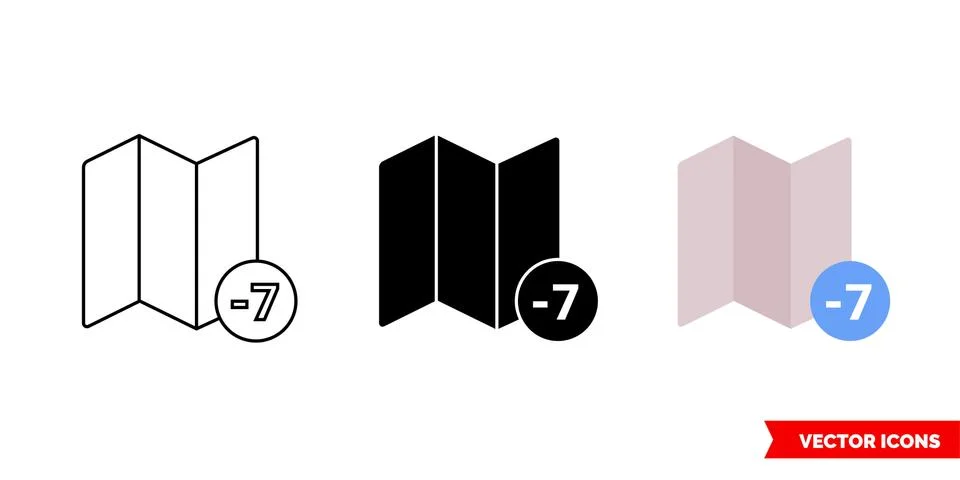 Timezone 7 icon of 3 types color, black and white, outline. Isolated vector s Stock Illustration