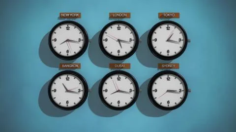 Timezone and clocks Stock Illustration