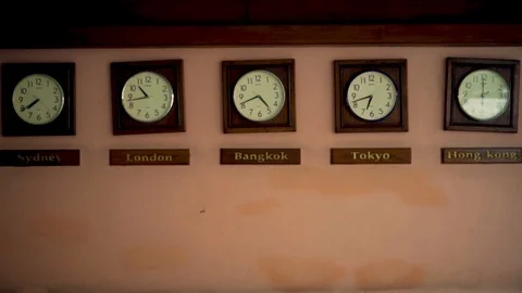 Timezone clocks showing different time | Stock Video | Pond5