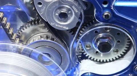 Timing belt of a car combustion engine 库存影片 68045714