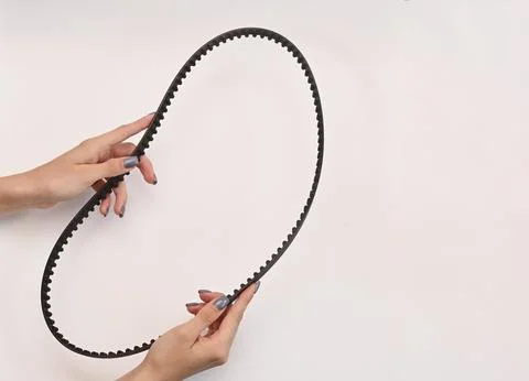 Timing belt in hand. isolate Stock Photos