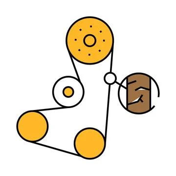 Timing belt replacement icon color illustration Stock Illustration
