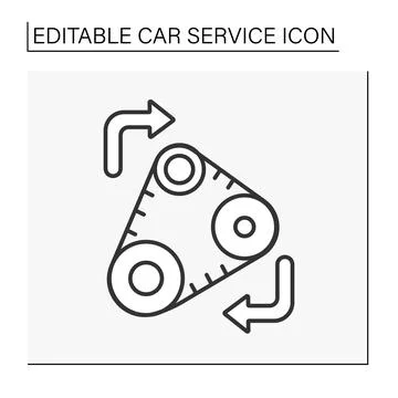 Timing belt replacement line icon Stock Illustration