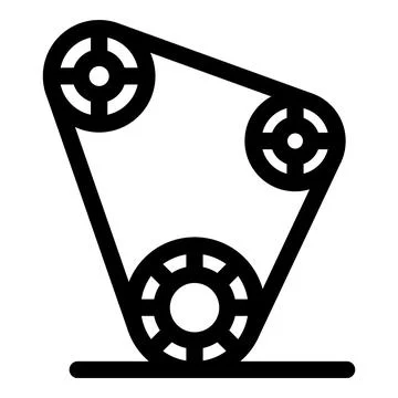 Timing belt rotating around pulleys in a car engine Stock Illustration