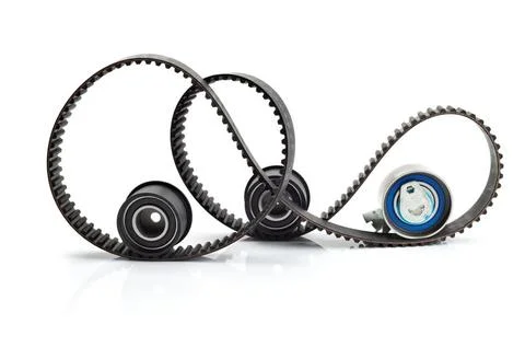 Timing belt, two rollers and the tension mechanism Timing belt, two roller... Stock Photos