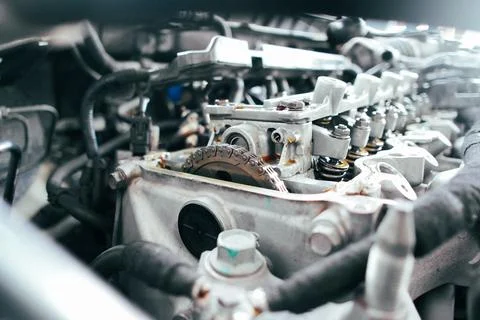 Timing chain kit and internal combustion engine of a car 스톡 사진