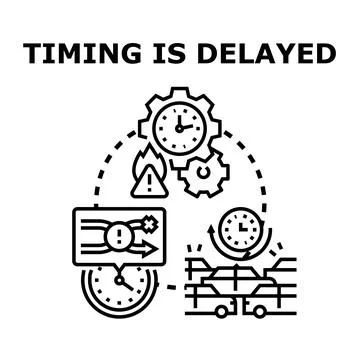 Timing is delayed causing process and traffic issues Stock Illustration