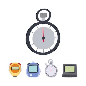 Timing devices for measuring speed and performance set Stockillustratie