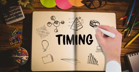 Timing graphic on a notebook. hand drawing it Stock Photos