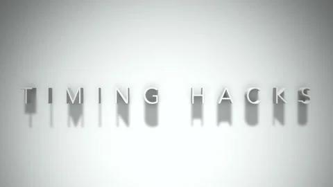 Timing hacks 3D title animation white text on a white background Stock Footage 299422065