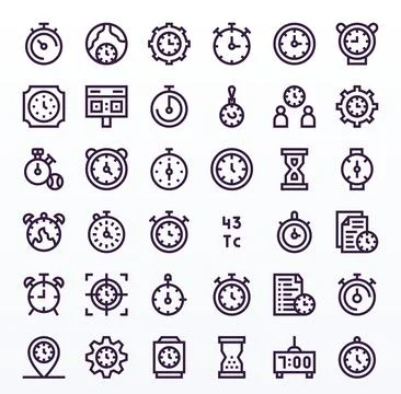 Timing Vector Graphics Pack including 36 Bold Line 128x128 Display Perfect .. Stock Illustration