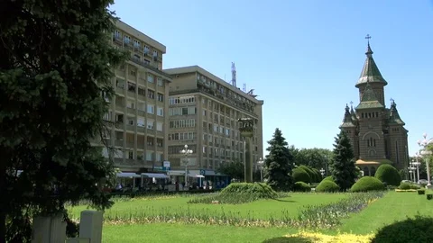 Timisoara center square Stockbeeldmateriaal 75863683