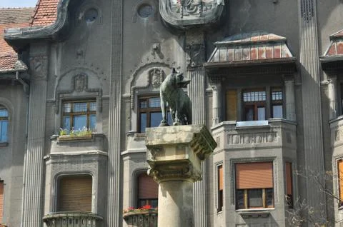 Timisoara revolution wolf statue 写真素材
