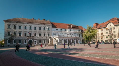 Timisoara. A typical scene on Liberty square (Piata Libertatii). Stock Footage 61772726