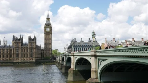 Timlapse of Big Ben and house of parliament on Sunny Day, London, UK Stock Footage 65263196