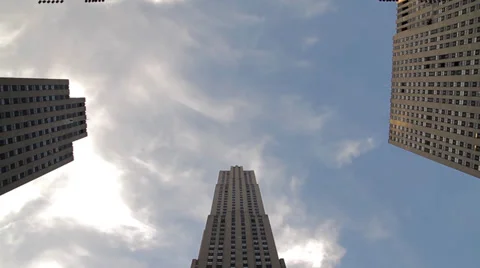 Timlapse of Rockefeller Center looking up into the sky Stock Footage 31218785