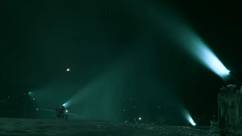 Timlipse of Snow making system. A snow cannon sprays water and makes snow Stock Footage 124277819