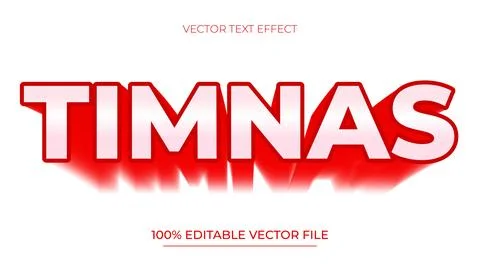 Timnas Red and White Editable text effect in modern style イラスト素材