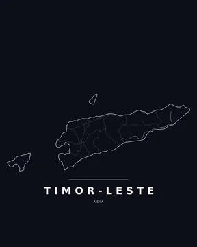 Timor-Leste Asia Map Region Boundaries Highways Dark Mode Editable Vector Stock Illustration