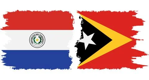 Timor-Leste - East Timor and Paraguay grunge flags connection vector Stock Illustration