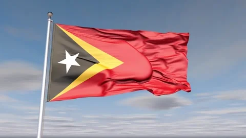 Timor-Leste (East Timor) Flag Animation With Sky And Cloud Stock Footage 273315392