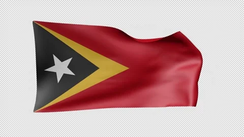 Timor-Leste (East Timor) Waving Flag Transparent Alpha Stock Footage 274437370
