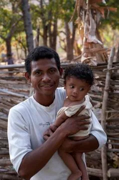Timor leste father and son kutepe by 2007 east Stock Photos