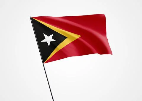 Timor Leste flag flying high in the white isolated background. May 20 Timor L Stock Illustration