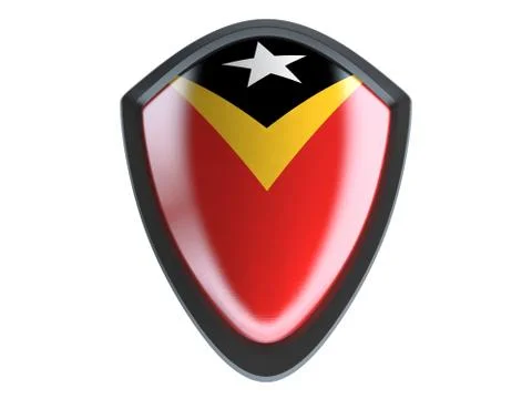 Timor Leste flag on metal shield isolate on white background. 스톡 일러스트