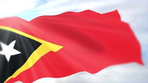 Timor Leste Flag Seamless Loop 4k 60fps on Sky Background Stock Footage 340621059