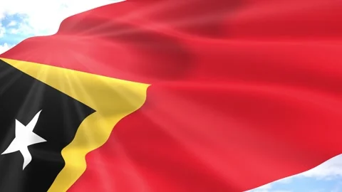 Timor Leste Flag Seamless Loop 4k 60fps on Sky Background Stock Footage 341552881
