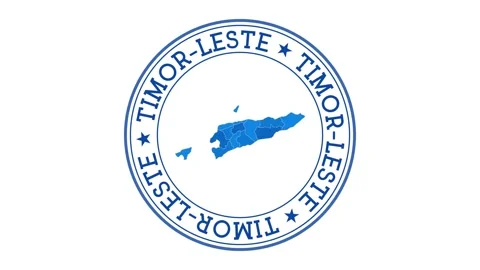 Timor-Leste intro. Badge with the circular name and map of country. Timor-Les... Stock Footage 231099832