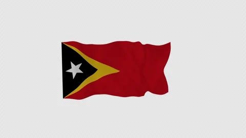 Timor Leste National Flag Fluttering Crisp Alpha Overlay Vidéo 342391502