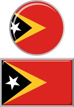 Timor-Leste round and square icon flag. Vector illustration Stock Illustration