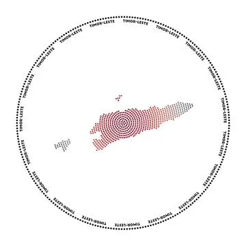 Timor-Leste round logo. Digital style shape of Timor-Leste in dotted circle.. Stock Photos