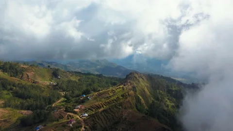 Timor-Leste tropical rainforest clouds Mt Ramalau drone mountains Stock-Footage 157409319