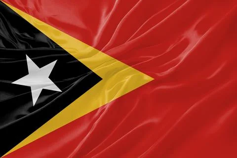 Timor-Leste Waving Flag Background with Detailed Fabric Texture Stock Illustration