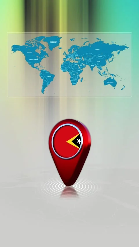 Timor Leste World Map Pin Location Background Loop Vertical Stock Footage 343194577