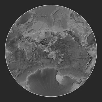 Timor tectonic plate. Grayscale. Lagrange. Earthquakes and boundaries Stock Illustration