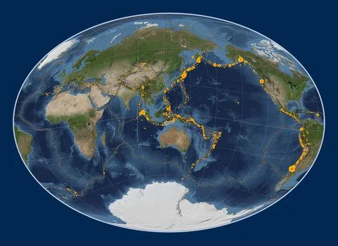 Timor tectonic plate. Satellite. Fahey Oblique. Earthquakes and boundaries Stock Illustration