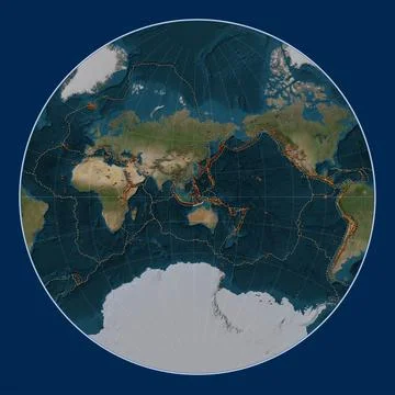 Timor tectonic plate. Satellite. Lagrange. Volcanoes and boundaries Stock Illustration
