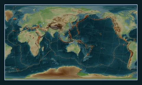 Timor tectonic plate. Wiki. Patterson Cylindrical Oblique. Volcanoes and bo.. Stock Illustration