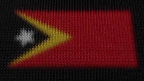 Timorese Flag Light Shining on Scrolling Bullets Stock Footage 302659465