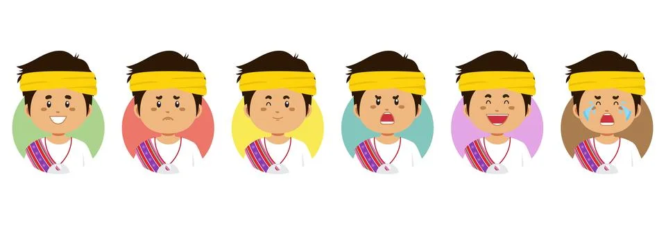 Timur Leste Avatar with Various Expression Stock Illustration