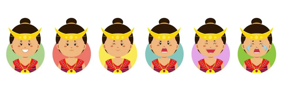 Timur Leste Avatar with Various Expression Stock Illustration