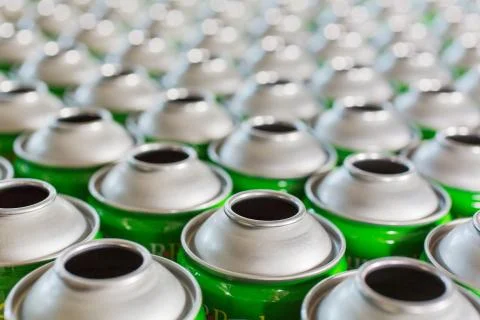 Tin blank tubes in rows ready to be produced manufacture Stock Photos